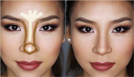 از بین بردن قوز بینی با آرایش, کوچک نشان دادن بینی قوزدار با آرایش,از بین بردن قوز بینی با ارایش