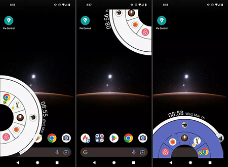کنترل پای در اندروید, دسترسی سریع به تنظیمات دستگاه, نمونه اسکرین شات های برنامه Pie Control اندروید