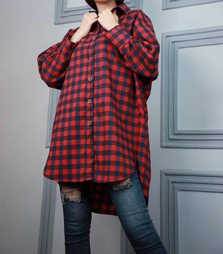 مانتو چهارخونه زنانه, مدل مانتو چهار خانه, ست شال با مانتو چهار خانه