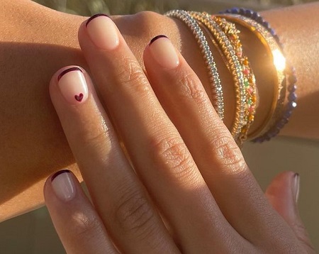 نمونه ناخن مانیکور میکرو فرنچ, مانیکور میکرو فرنچ ساده, مانیکور میکرو فرنچ رنگی