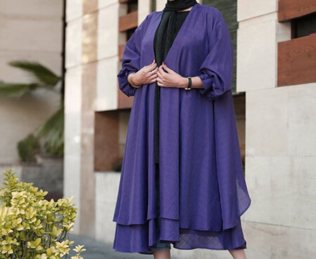 مانتوهای شیک به رنگ آبی بنفش, انواع مانتو به رنگ آبی بنفش, مانتو به رنگ سال 2022