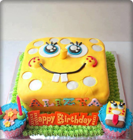 کیک تولد باب اسفنجی, مدل های کیک تولد باب اسفنجی,عکس کیک باب اسفنجی