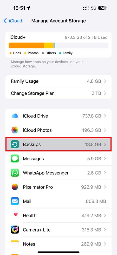 خالی کردن فضای آیکلود، خالی کردن فضای icloud storage