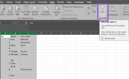 حذف ردیف های خالی در اکسل, حذف ردیف خالی در اکسل