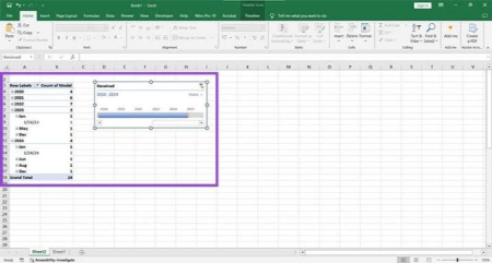 فیلتر جدول زمانی اکسل, فیلتر زمانی در اکسل