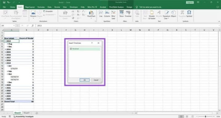 فیلتر جدول زمانی اکسل, فیلتر زمانی در اکسل