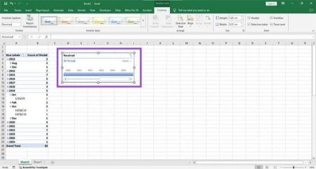 فیلتر جدول زمانی اکسل, فیلتر زمانی در اکسل