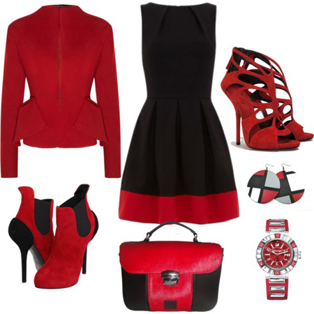 نحوه ست کردن لباس های پاییزی, ست های گرم قرمز و مشکی