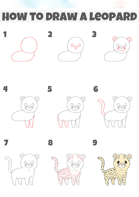 آموزش نقاشی کودکانه پلنگ