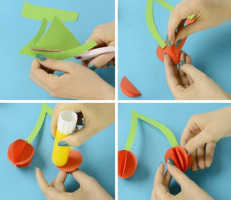 کاردستی گیلاس با کاغذ رنگی