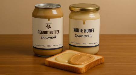 عسل سفید و کره بادام زمینی طبیعی