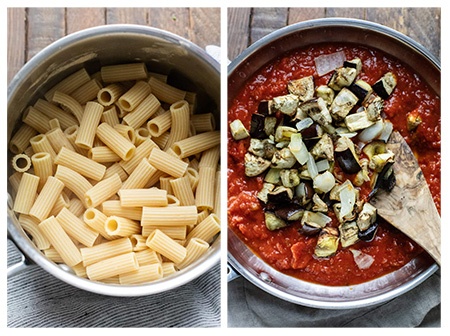 روش درست کردن پاستا با بادمجان کبابی و گوجه فرنگی