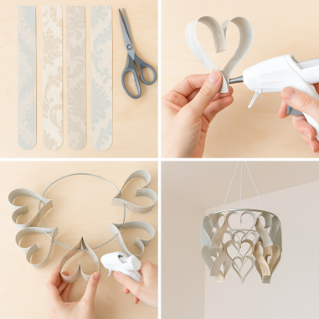 ساخت لوستر با کاغذ دیواری,لوستر کاغذی دست‌ساز