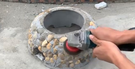 آموزش ساخت گلدان بزرگ, گلدان بتنی