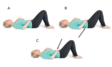 ورزش برای کشیدگی عضلات ناحیه‌ی شکم, انقباض شکم برای درمان کشیدگی عضلات شکمی