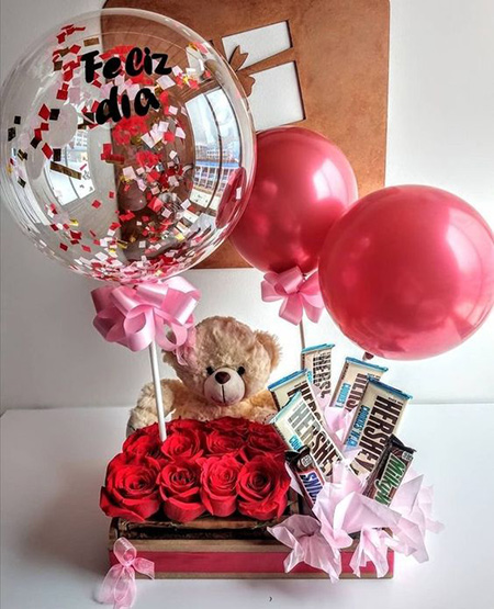 مدل تزیینات باکس گل و خرس,لاکچری ترین تزیین باکس گل و خرس,تزیین باکس گل و خرس شیک