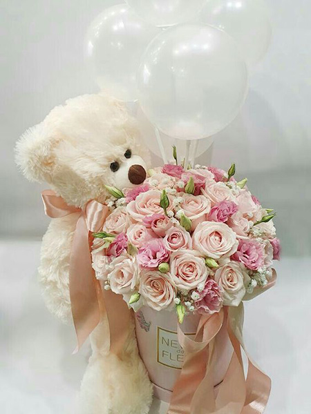 انواع تزیین باکس گل و خرس, تزیین باکس گل و خرس برای ولنتاین, تزیین باکس گل و خرس ولنتاین