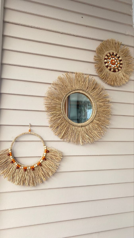 تزیین آینه با کنف, آموزش تزیین آینه