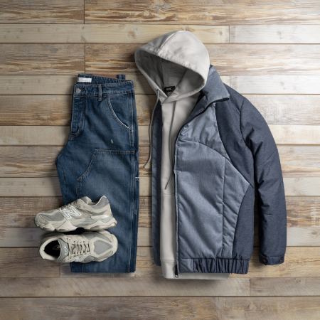 ست لباس مردانه با شلوار جین و کاپشن
