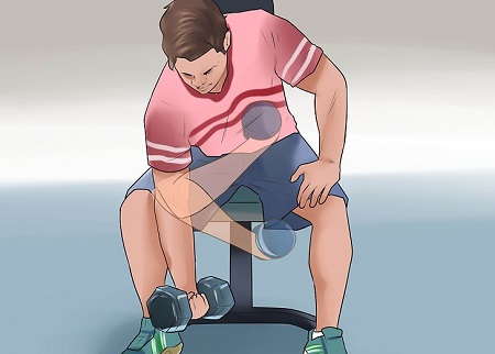 حرکت جلو بازو دمبل تمرکزی, نحوه انجام حرکت جلو بازو تمرکزی با دمبل, حرکت جلو بازو دمبل تمرکزی با یک دست