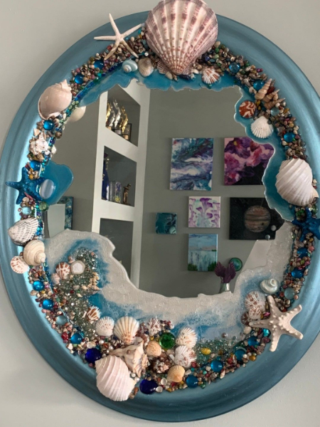 تزیین آینه با صدف,ایده تزیین آینه با صدف